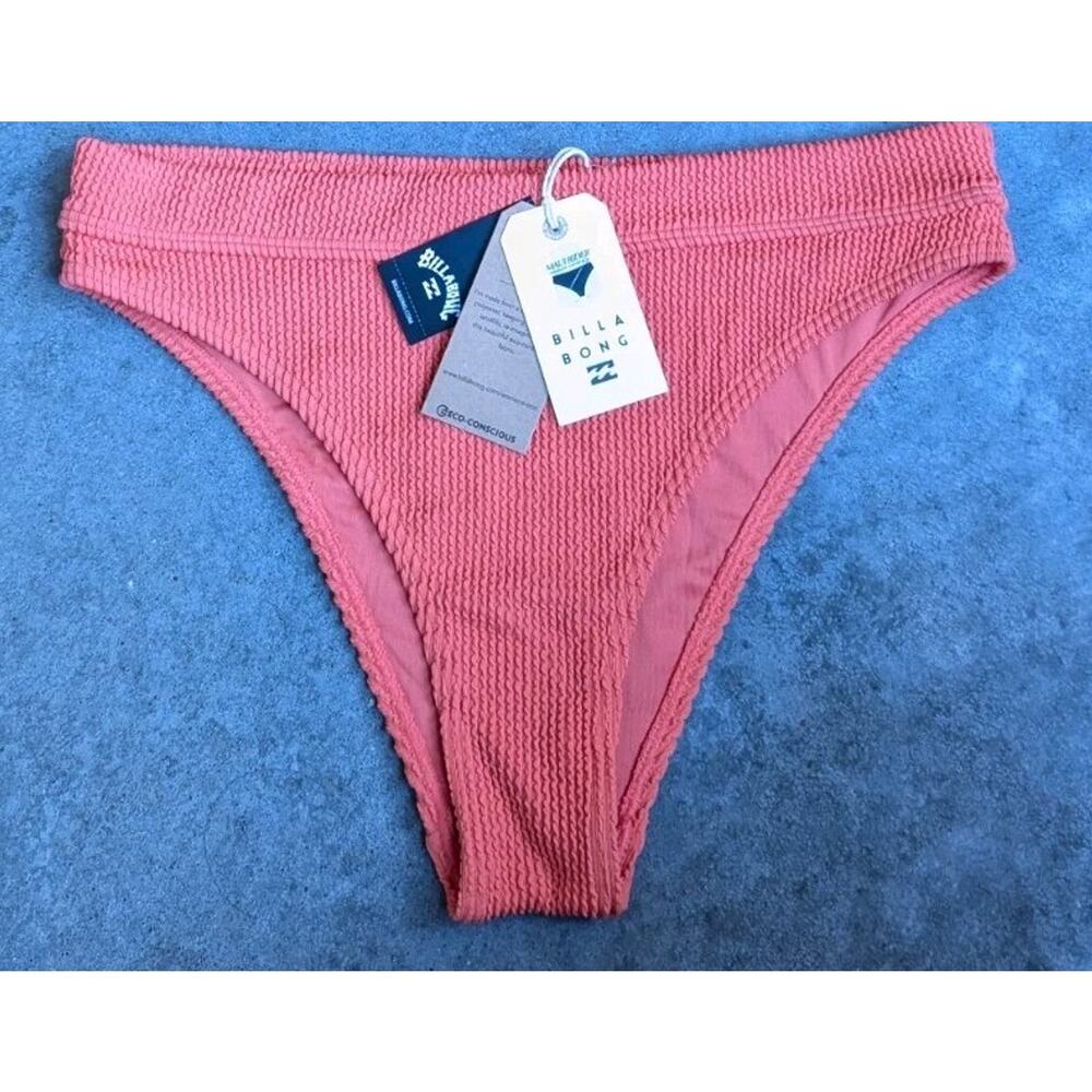 Billabong High Waisted Bikini Bottoms Medium Coverage Coral Pink Size XL NWT